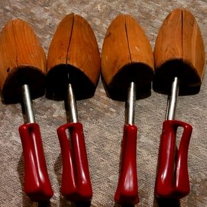 Set Of 2 Florsheim Shoe Trees Wood Travel Stretcher Red Handles size Large 👌